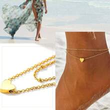 女士不锈钢链式脚链，银色/金色/黑色，脚链防过敏，8.5-10.5 英寸可调节