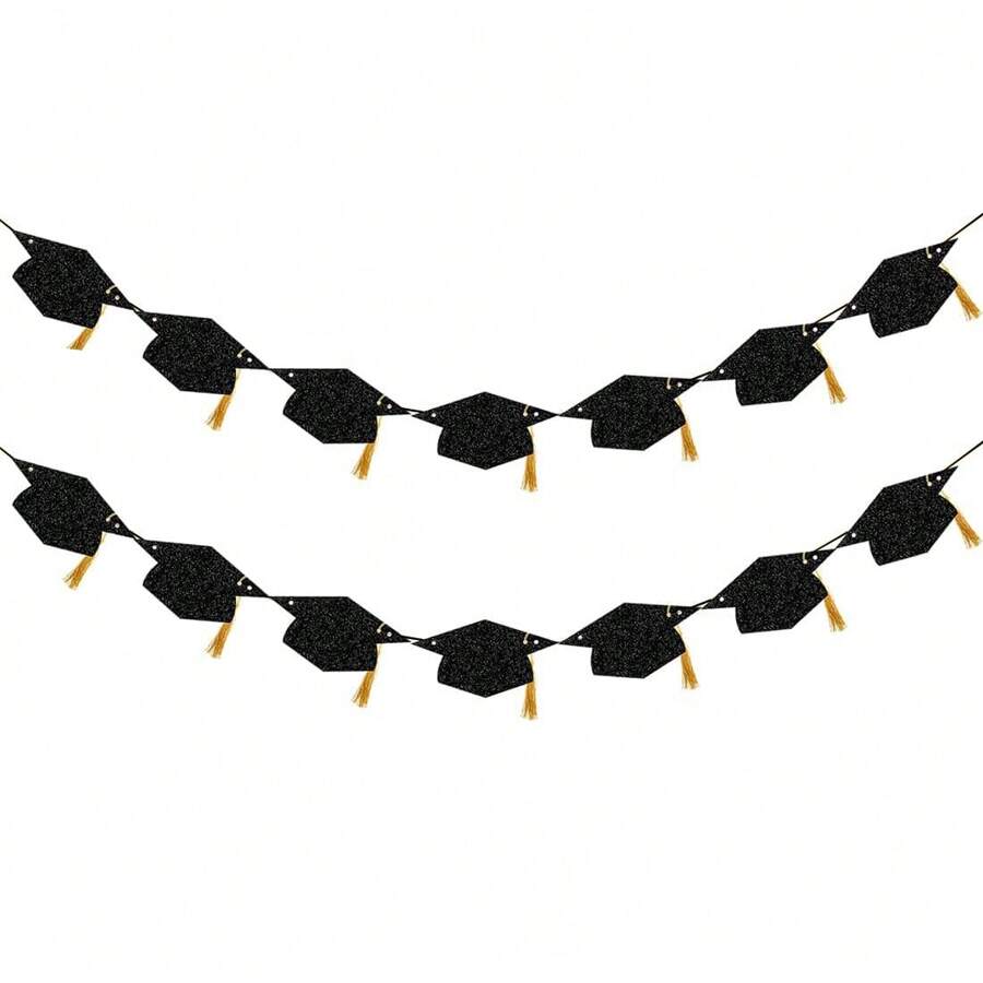 Graduation Decorations Glitter Congrats Grad Graduation With Tassel Party Congratulations Banner Decor Graduation Party Favors - Multicolor - View 1