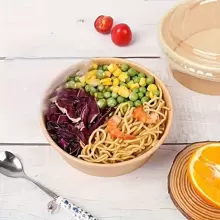 50pcs Disposable Paper Bowls With Lids, Leak-Proof And Waterproof Food Containers, Suitable For Salads, Desserts, Soups - Perfect For Dining, Camping And Kitchen Use [50 Bowls + 50 Lids]