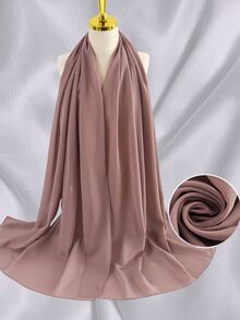 1 chiếc khăn trùm đầu mềm mại bằng vải voan trơn cho nữ, khăn choàng dài thường ngày kiểu Ả Rập màu trơn bảo thủ, thích hợp sử dụng hàng ngày - Lạc đà - Xem 10