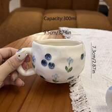 1pc Lovely Handmade Asymmetrical Ceramic Coffee Mug, High-Quality Afternoon Tea/Breakfast Cup, Suitable For Office, Company, And Home Use Back To School