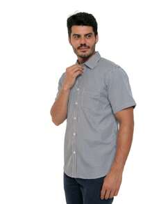 Rand paul Men's Casual Slim Fit Short Sleeve Plaid Shirt With Pockets - màu đen - Xem 5