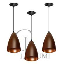 Conjunto Luzes com 3 Luminarias Pendentes Lustres em Alumínio Promoção Vegas Sala Cozinha Quarto Variedade em Cores GL ilumi! - Marrom - Visão 2