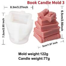 3D Book Silicone Candle Mold Artistic Style Plaster Epoxy Resin Casting Mould Bookshelf Ornament Study Decors Making Supplies - White - View 14