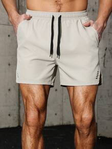 男士速干弹力多口袋户外运动短裤 - 卡其色 - 查看 4