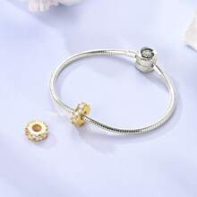 1 chiếc mặt dây chuyền silicon tráng men Cubic Zirconia màu vàng tinh xảo phù hợp với vòng tay 3mm, vòng cổ, hạt trang sức tự làm, đeo hàng ngày - Bạc - Xem 2