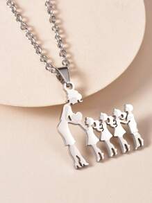 1 chiếc vòng cổ mặt dây chuyền hoạt hình bằng thép không gỉ thời trang, vòng cổ thanh lịch cho phụ nữ, quà tặng cho Ngày của Mẹ, Ngày Lễ Tạ ơn, trang phục hàng ngày - Bạc - Xem 16