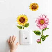 1pc 2D Pink & White Floral Switch Sticker, Self-Adhesive Removable Bedroom Outlet Decorative Sticker, Slight Color Difference May Exist Due To Lighting Conditions - Multicolor - View 11