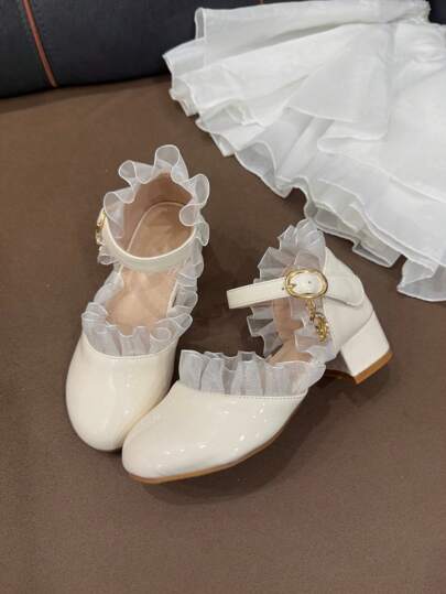 Girls Cute Shiny Pink Butterfly Rhinestone High Heel Shoes, Soft & Breathable, Elegant Daily Wear, Suitable For All Season