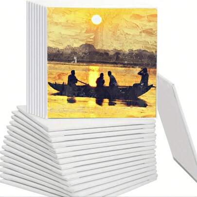 12pcs Small Painting Canvas Panels, Square Canvas Boards For Painting, White Blank Flat Canvas Boards For Acrylic, Paint Drawing Board ,Adults Students School Class Home Office, Back To School Supplies, School Stuff, First Day Of School Back To School,Back To School,School Supplies