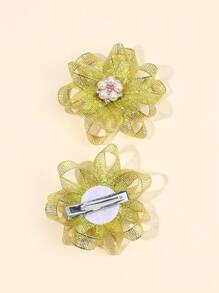 2 件花朵发夹，蕾丝仿珍珠发夹，纯色发饰，适合幼儿儿童派对礼物 - 髮夾 - 查看 10