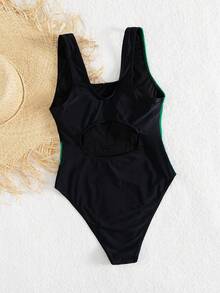 Women's Vacation Beach Colorblock Splicing One-Piece Swimsuit