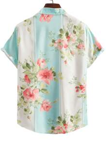 Men's Fashionable Casual Elegant Digital Print Short Sleeve Shirt