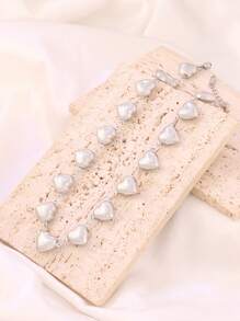 1pc 18k PVD Gold Plated Stainless Steel Hollow Heart Pendant Necklace For Women Silver Golden Color Light Handy Heart Chain Necklaces Party Jewelry Gifts - Necklaces - View 2