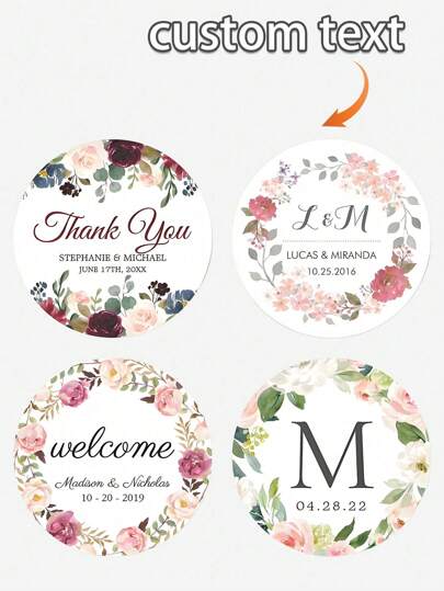 35 قطعة/70 قطعة ملصقات زفاف مخصصة بنص، ملصقات شكر وتذكار الزفاف المخصصة، ملصقات دائرية مخصصة للزفاف