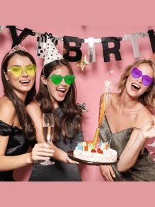 8 件/5 件心形彩虹糖果色无框眼镜，适合女士、女孩和派对眼部装饰配件