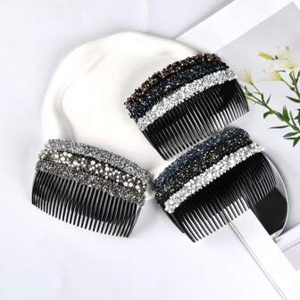 3 piezas Peine para el cabello con cristales brillantes - Elegante clip para el cabello con gemas multicolor, sin olor, ideal para todo tipo de cabello, accesorios para el cabello de novia y boda, peine lateral