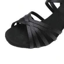 1 Pair Women's Latin Dance Shoes, Soft Sole, Satin High Heel, Professional Dance Shoes For Dancing School, Dance Learners, Suitable For Festivals And Dance Practice