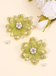 2 件花朵发夹，蕾丝仿珍珠发夹，纯色发饰，适合幼儿儿童派对礼物 - 髮夾 - 查看 5