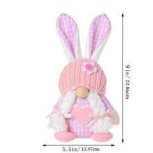 复活节侏儒装饰，1 件套毛绒复活节兔子手工制作的毛绒布娃娃兔子礼物可爱的复活节无脸兔子家居装饰，家居装饰 - 彩色 - 查看 3