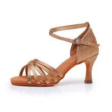 1 Pair Women's Latin Dance Shoes, Soft Sole 2.75 Inch Heels, Dancing Shoes For Festivals, Parties, Professional Latin Dancing