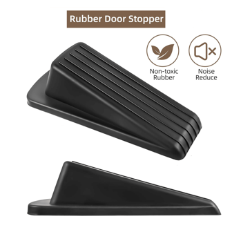 用于门底的重型门挡，适用于地毯、瓷砖、混凝土、木地板的优质防滑橡胶门挡 - 带防刮设计的可调节超厚楔形支架，黑色耐用门保护配件