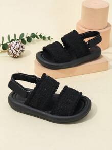 Toddler Solid Soft Bottom Beach Sandals, Boys' Fashionable Casual New Style Flat Sandals - Black - View 5