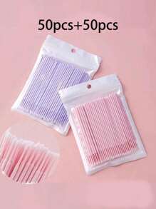 50/100 件纳米清洁棉签，超精细卸妆棉签，用于眼部化妆、轮廓、眼线、睫毛、嘴唇和皮肤清洁 - 彩色 - 查看 9