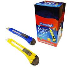 KIT 12 Estilete de Plástico Largo 18mm Estile para Corte Papel Papelão Estilete Atacado Artesanato - Multicolorido - Visão 6