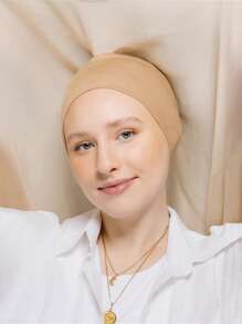 1pc Instant Hijab With Undercap, Silky Soft Breathable Fabric, Jersey Hijab With Underskirt Cap, Suitable For Daily Wear, Festivals, Prayers, Mosque Visits - Apricot - View 2