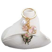 Heart, Butterfly, Tulip Keychain, Elegant Bag Pendant, Small Gift - Heart Butterfly Keychain - View 2