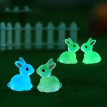 20 件发光动物雕像、用于 DIY 工艺品的树脂兔子珠、微型仙女花园配件、用于珠宝制作的未上漆珠子、复活节装饰品 - 彩色 - 查看 2