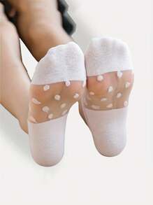 5 Double/Polka Dot Invisible Socks, Comfortable Breathable Low-Cut Boat Socks, Women's Stockings And Socks