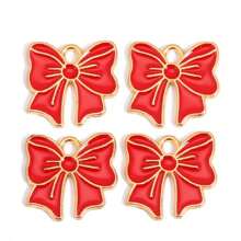 10 件可爱蝴蝶结金属合金吊坠，适合制作女士吊坠耳环、手链、DIY 工艺品 - 金色 - 查看 12