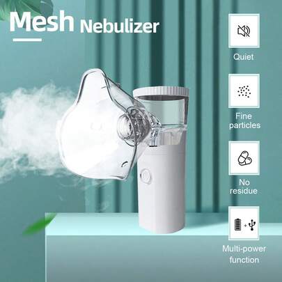 1入組可攜式網狀霧化器，無聲手持式電動霧化器，適用於家庭或旅行，用於治療包括咳嗽、感冒、和慢性阻塞性肺疾病在內的呼吸道疾病