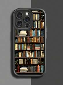 1pc Book Shelf Pattern Printed Phone Case, Fits All Apple Models, Best Gift For Friends, Family And Girlfriends