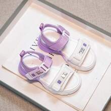 Kids Casual Sports Sandals, Toddlers & Little Kids Hook And Loop Two-Tone Sandals - Purple - View 2