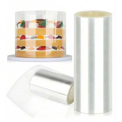 5m/Roll Transparent Acetate Cake Collar, Cake Roll, Elegant Cake Packaging, Edge Decoration, Cake Plastic Packaging, Cake Wrap Film, Mousse Cake Slice, DIY Cake Collar For Baking Decoration, Shaker Card Making, Mousse, Chocolate And Pastry Food Decoration, Perfect Baking Accessories For Home And Professional Use, Suitable For Halloween, Christmas, Birthday, Wedding, Graduation, Mother's Day, Father's Day, Baby Shower, Gender Reveal Cake Decorations
