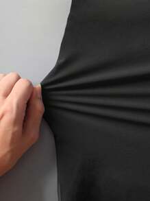 Men's Sportswear Half-Zip Long Sleeve Top, Quick-Dry Running T-Shirt, Workout Jacket, Breathable Stretchy Material, Moisture-Wicking Long Sleeve Training Shirt With Letter Print, Regular Fit, Suitable For Running, Outdoor Fitness, Cycling And Hiking - Black - View 7