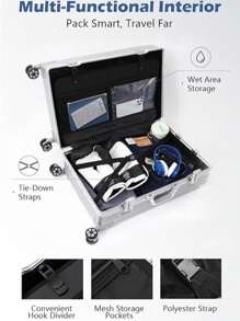 20 英寸铝制框架手提箱，ABC 硬壳行李箱，带万向轮和 TSA 锁，铝制（ABC+铝制）手提行李箱，带万向轮，适用于旅行、上学、露营、驾驶，送给女士/男士的礼物 - 防水、防盗、复古行李箱、静音万向轮拉杆箱、男士旅行包 - 简约、多功能、高级 - 玫瑰金 - 查看 6