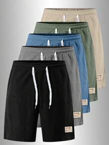 1 Pair Of Men's Summer Casual Sporty Corduroy Loose Shorts, With Comfortable And Soft Fabric, Suitable For City Dates, Strolls, Travels, Etc. - Black - View 1