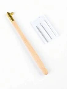 1 pieza Kit de herramientas de costura con mango de madera y cuentas, que incluye 3 piezas de agujas, ganchos de ganchillo, bordado y juego de cuentas, apropiado para bordado DIY, costura, cuentas, mejor opción de regalo para el Día de San Valentín y días festivos