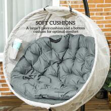 Outsunny Hanging Egg Chair Outdoor Indoor Garden Swing Chair With Folding Basket, Garden Hanging Chair With Stand, Thickened Cushion, Cup Holder For Patio, Balcony - Grey - View 4