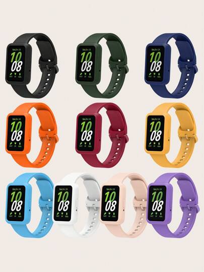 Set de 2 en 1: Pulsera de reloj de silicona a juego y protector de carcasa de silicona compatible con Samsung Galaxy Fit 3