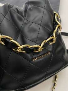 Bolso de hombro tipo cubo con decoración de cadena de moda versátil, bolso de bandolera simple y elegante