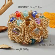 1 pieza Pulsera elástica de lujo y premium, estilo bohemio versátil adecuado para mujeres, bodas, fiestas, playas, reuniones, vacaciones
