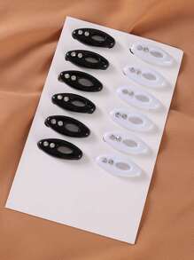 12个装女士丝巾夹，黑白丝巾别针，披肩固定夹，适用于连衣裙 - 黑與白 - 查看 7