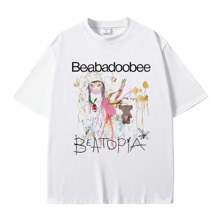 Beabadoobee Beatopia Album Print T-Shirt Women's Fashion Oversized Streetwear Summer Casual Pure Cotton Short Sleeve - 白色 - 查看 1