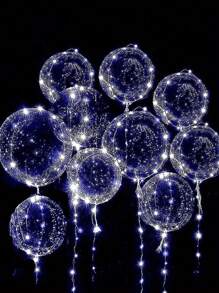 20/10 LED 照明透明气球，包含 5 串 LED 灯和 5 个 20 英寸气球，暖白色仙女灯，发光泡泡气球，适用于婚礼、浪漫烛光晚餐装饰、新年派对、求婚派对、生日、母亲节 DIY 装饰（不含电池，20 英寸是气球的充气尺寸，为达到图片效果，请使用氦气充气） - 多色 - 查看 6