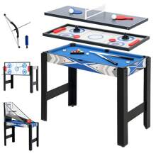 SPORTNOW 5 In 1 Multi Games Table Combo Sports Game Table, Mini Pool Table, Table Tennis Table, Hockey Table, Basketball Arcade Game, Bow And Arrow, Blue - Blue - View 2